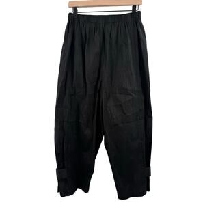 Mizono Vintage Pants Womens Medium 100% Silk Blck Lagenlook Art To Wear Texture